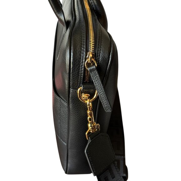 VERSACE 1013360 BLACK LEATHER MEDUSA MEDALION BRIEFCASE MESSENGER SHOULDER BAG - Picture 11 of 15